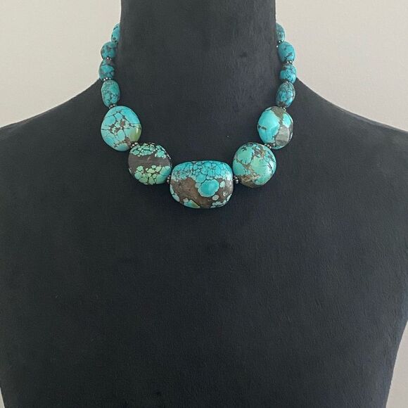 Chunky Turquoise Nugget Necklace - Picture 1 of 6